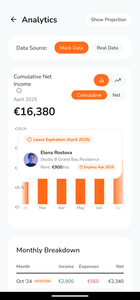 Revenue Analytics & Tax Export App Screenshot Overlay (Light)