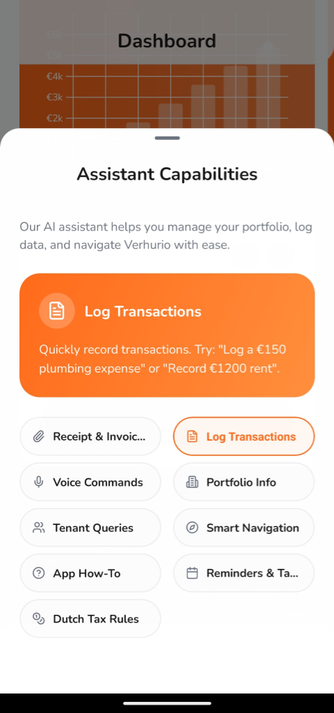 Verhurio Assistant App Screenshot (Light)