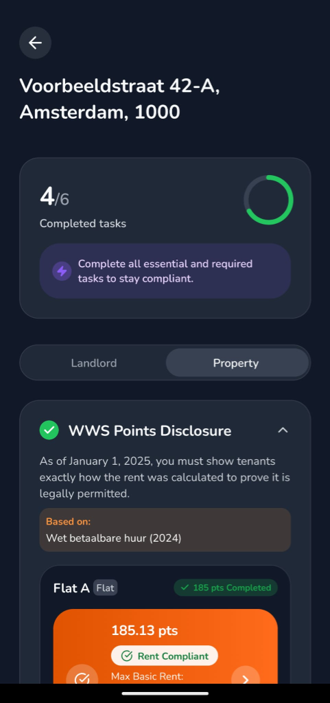 Legal Compliance App Screenshot (Dark)