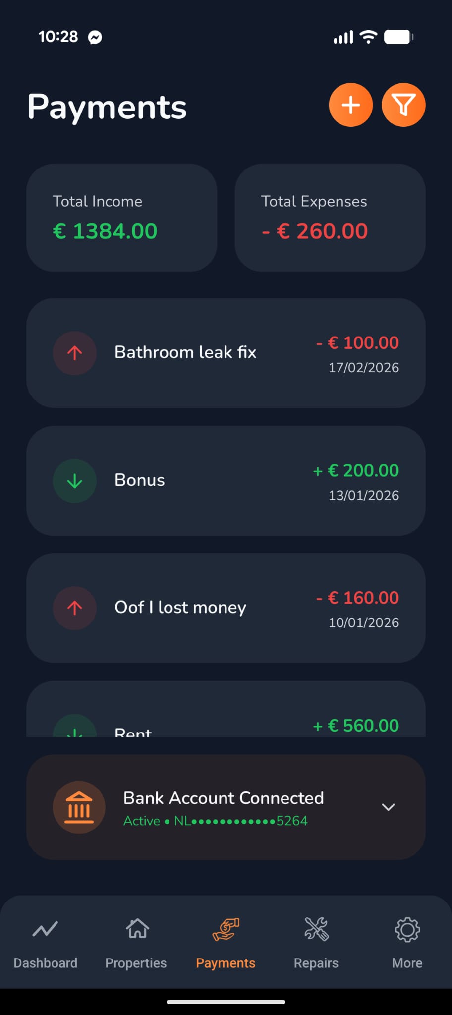 Finance & Payments App Screen