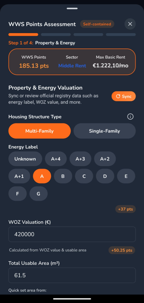 Verhurio WWS Assessment Screen (Dark)